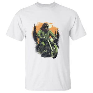 Bigfoot Biker Funny Sasquatch Riding A Motorcycle Vintage T Shirt TS09 White Printyourwear