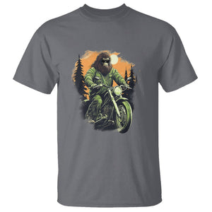 Bigfoot Biker Funny Sasquatch Riding A Motorcycle Vintage T Shirt TS09 Charcoal Printyourwear