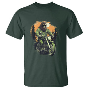 Bigfoot Biker Funny Sasquatch Riding A Motorcycle Vintage T Shirt TS09 Dark Forest Green Printyourwear