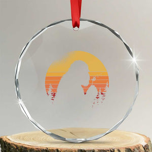 Bigfoot Blowing Dandelion Crystal Glass Ornament Retro Sunset Forest TS14 Transparent Glass 3'' Circle Print Your Wear