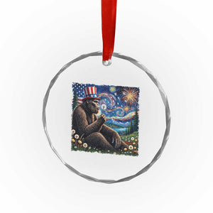 Bigfoot Blowing Dandelion Crystal Glass Ornament Sasquatch Van Gogh Starry Night 4th of July TS14 Print Your Wear