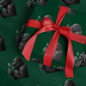 Bigfoot Blowing Dandelion Wrapping Paper Roll Funny Sasquatch Making A Wish TS11 Green Print Your Wear