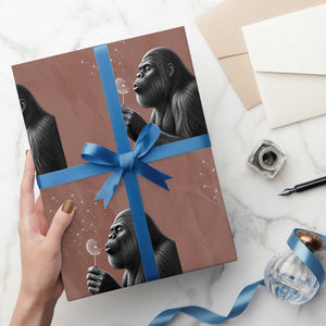 Bigfoot Blowing Dandelion Wrapping Paper Roll Funny Sasquatch Making A Wish TS11 Mocha Print Your Wear