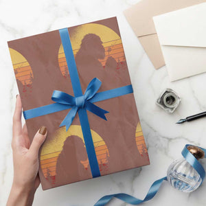 Bigfoot Blowing Dandelion Wrapping Paper Roll Retro Sunset Forest TS14 Mocha Print Your Wear