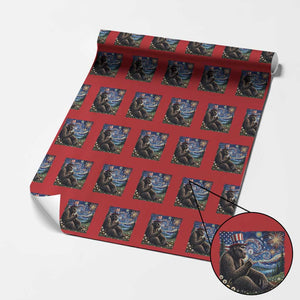 Bigfoot Blowing Dandelion Wrapping Paper Roll Sasquatch Van Gogh Starry Night 4th of July TS14 Red Print Your Wear