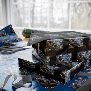 Bigfoot Blowing Dandelion Wrapping Paper Roll Sasquatch Van Gogh Starry Night 4th of July TS14 Black Print Your Wear