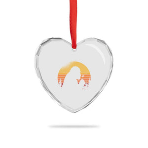 Bigfoot Blowing Dandelion Heart Crystal Glass Ornament Retro Sunset Forest TS14 Print Your Wear