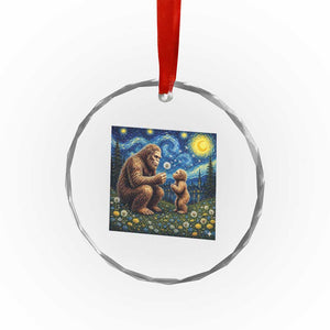 Bigfoot Blowing Dandelion Starry Night Crystal Glass Ornament Sasquatch Dad Fathers Day Father Son Matching TS14 Print Your Wear