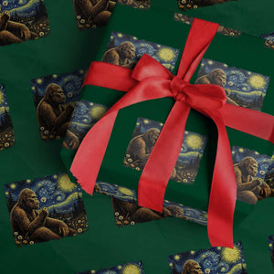Bigfoot Blowing Dandelion Starry Night Wrapping Paper Roll Cryptid Mythical Creature National Park Monster Gift TS14 Green Print Your Wear