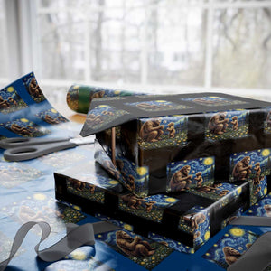 Bigfoot Blowing Dandelion Starry Night Wrapping Paper Roll Sasquatch Dad Fathers Day Father Son Matching TS14 Black Print Your Wear