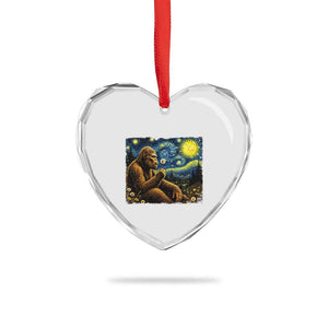 Bigfoot Blowing Dandelion Starry Night Heart Crystal Glass Ornament Cryptid Mythical Creature National Park Monster Gift TS14 Print Your Wear