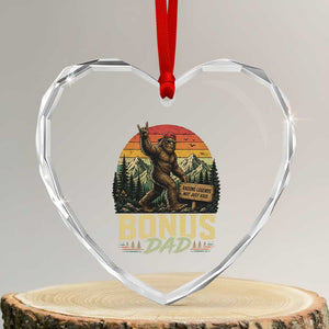 Bigfoot Bonus Dad Heart Crystal Glass Ornament Retro Stepdad Fathers Day Gifts
