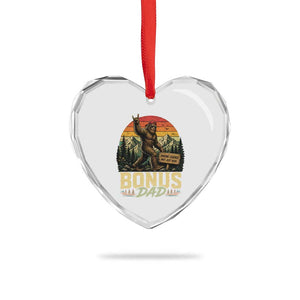 Bigfoot Bonus Dad Heart Crystal Glass Ornament Retro Stepdad Fathers Day Gifts