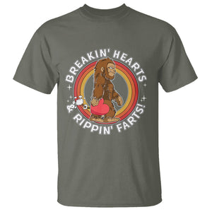 Bigfoot Breakin Hearts & Rippin Farts! Cute Sasquatch T Shirt TS09 Military Green Printyourwear