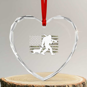 Bigfoot Camo Deer Hunting Heart Crystal Glass Ornament Camo USA Flag Buck Season Sasquatch TS10 Transparent Glass 3'' Heart Print Your Wear