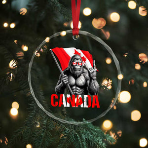 Bigfoot Canada Flag Crystal Glass Ornament Canadian Maple Leaf Patriotic Sasquatch TS10 Print Your Wear