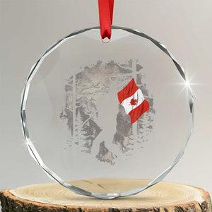 Bigfoot Canada Flag Crystal Glass Ornament Retro Sasquatch Forest Rock On TS10 Transparent Glass 3'' Circle Print Your Wear