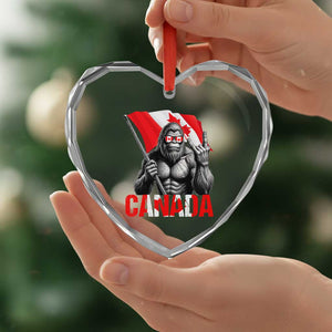 Bigfoot Canada Flag Heart Crystal Glass Ornament Canadian Maple Leaf Patriotic Sasquatch TS10 Print Your Wear