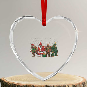 Bigfoot Christmas Cosplay Heart Crystal Glass Ornament Funny Holiday Gift TS12 Transparent Glass 3'' Heart Print Your Wear