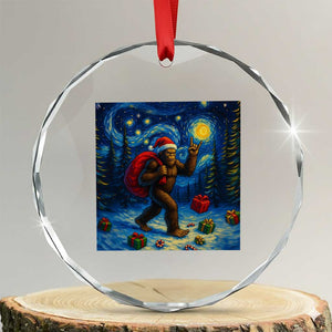 Bigfoot Christmas Crystal Glass Ornament Starry Night Van Gogh TS14 Transparent Glass 3'' Circle Print Your Wear