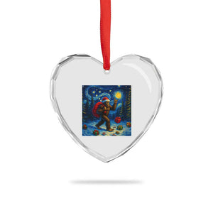 Bigfoot Christmas Heart Crystal Glass Ornament Starry Night Van Gogh TS14 Print Your Wear