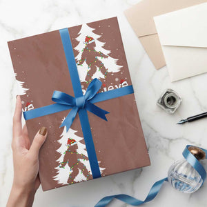 Bigfoot Christmas Wrapping Paper Roll Santa Bigfoot Xmas Tree Funny Sasquatch Yeti TS10 Mocha Print Your Wear
