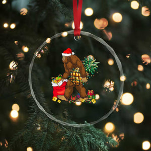 Bigfoot Crystal Glass Ornament Pineapple Tree Lights Funny Hawaiian Xmas Sasquatch Lovers TS10 Print Your Wear