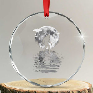 Bigfoot Crystal Glass Ornament Sasquatch Under The Moon Cryptid TS02 Transparent Glass 3'' Circle Print Your Wear