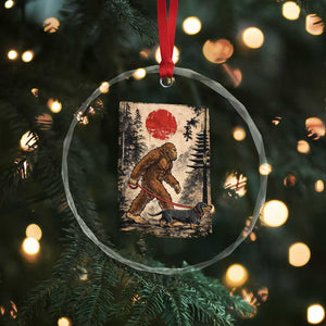 Bigfoot Dachshund Lovers Crystal Glass Ornament Japanese Vintage Graphic Ukiyo-e Art Sasquatch Wiener Dog Gift TS10 Print Your Wear