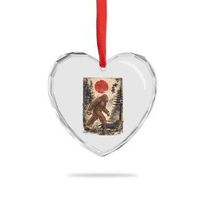 Bigfoot Dachshund Lovers Heart Crystal Glass Ornament Japanese Vintage Graphic Ukiyo-e Art Sasquatch Wiener Dog Gift TS10 Print Your Wear