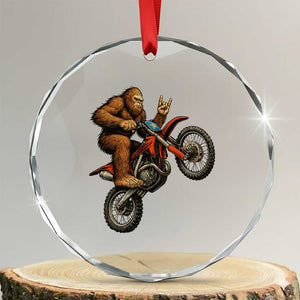 Bigfoot Dirt Bike Crystal Glass Ornament Motocross Sasquatch Rock On Hand TS14 Transparent Glass 3'' Circle Print Your Wear