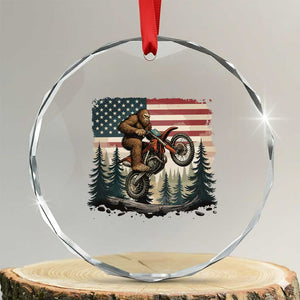 Bigfoot Dirt Bike Crystal Glass Ornament Patriotic Sasquatch American Flag TS14 Transparent Glass 3'' Circle Print Your Wear