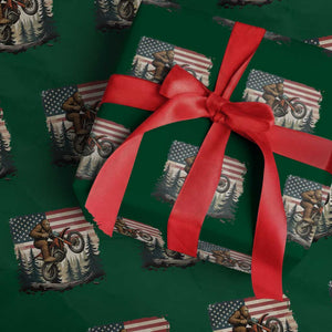 Bigfoot Dirt Bike Wrapping Paper Roll Patriotic Sasquatch American Flag TS14 Green Print Your Wear
