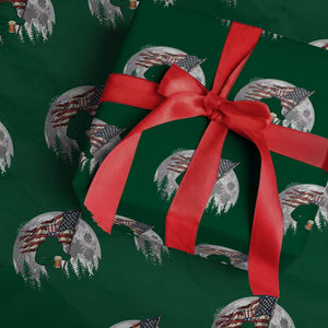 Bigfoot Drinking Beer 4th of July Wrapping Paper Roll Sasquatch Hiking Moon American Flag TS14 Green Print Your Wear