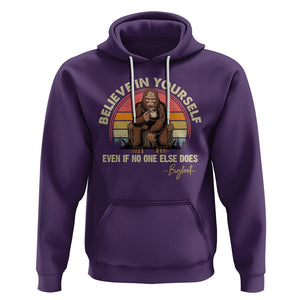 Bigfoot Drinking Coffee Hoodie Believe In Yourself Even When No One else Does TS09 Purple Printyourwear