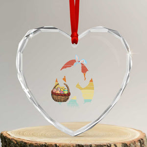 Bigfoot Easter Heart Crystal Glass Ornament Bunny Sasquatch Eggs Retro TS10 Transparent Glass 3'' Heart Print Your Wear