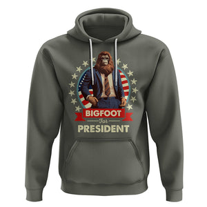 Bigfoot For President Hoodie Funny American USA Flag Sasquatch Election TS09 Military Green Printyourwear
