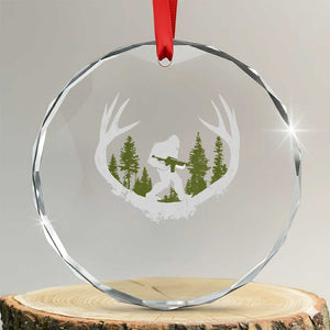 Bigfoot Gun Owner Crystal Glass Ornament Retro Deer Hunting Sasquatch Hunter Dad TS10 Transparent Glass 3'' Circle Print Your Wear