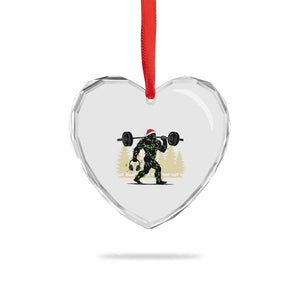 Bigfoot Gym Christmas Heart Crystal Glass Ornament Funny Sasquatch Bodybuilding Weightlifting TS14 Print Your Wear