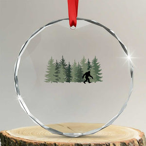 Bigfoot In The Forest Sasquatch Yeti Crystal Glass Ornament TS10 Transparent Glass 3'' Circle Print Your Wear