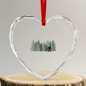 Bigfoot In The Forest Sasquatch Yeti Heart Crystal Glass Ornament TS10 Transparent Glass 3'' Heart Print Your Wear