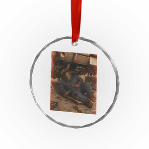 Bigfoot Mechanic Meme Crystal Glass Ornament Funny Sasquatch Fixing Cars TS12 Print Your Wear