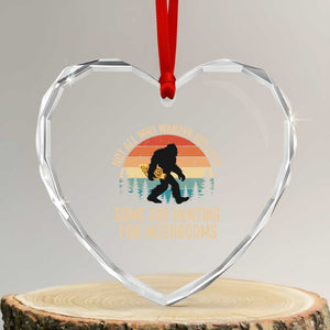 Bigfoot Mushroom Lovers Heart Crystal Glass Ornament Retro Sasquatch Fungi Morel Mushroom
