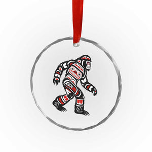 Bigfoot Native American Northwest Coast Art Crystal Glass Ornament