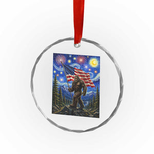 Bigfoot Patriotic 250 Years of Freedom Crystal Glass Ornament American USA Flag Stary Night TS14 Print Your Wear