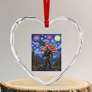 Bigfoot Patriotic 250 Years of Freedom Heart Crystal Glass Ornament American USA Flag Stary Night TS14 Transparent Glass 3'' Heart Print Your Wear