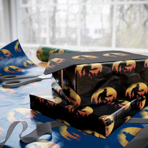 Bigfoot Pilgrim Turkey Pumpkin Thanksgiving Day Wrapping Paper Roll TS11 Black Print Your Wear