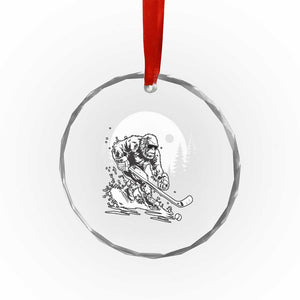 Bigfoot Playing Ice Hockey Crystal Glass Ornament Funny Cryptid Sports Gift TS12 Print Your Wear