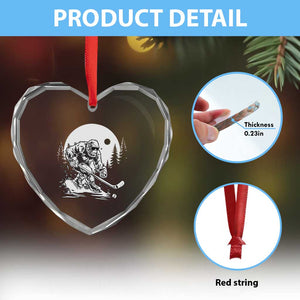 Bigfoot Playing Ice Hockey Heart Crystal Glass Ornament Funny Cryptid Sports Gift TS12 Print Your Wear