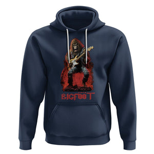 Bigfoot Rock N Roll Hoodie Funny Sasquatch Playing Electric Guitar TS09 Navy Printyourwear